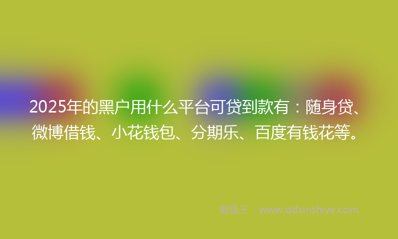 2025年的黑户用什么平台可贷到款有：随身贷、微博借钱、小花钱包、分期乐、百度有钱花等。