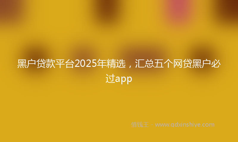 黑户贷款平台2025年精选，汇总五个网贷黑户必过app
