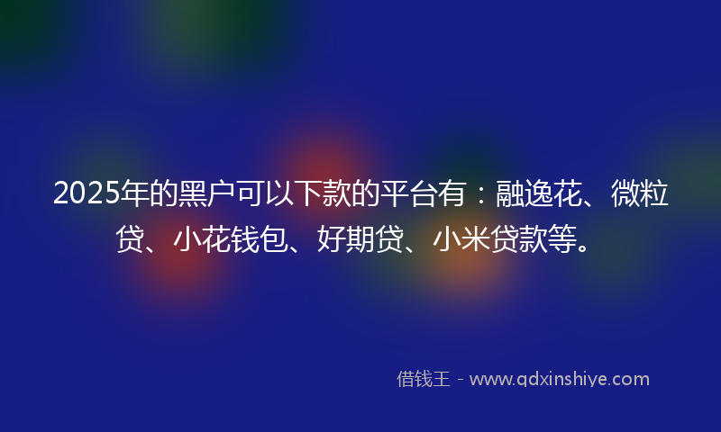 2025年的黑户可以下款的平台有：融逸花、微粒贷、小花钱包、好期贷、小米贷款等。