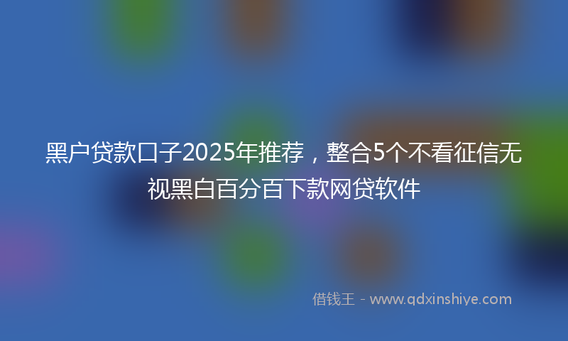 黑户贷款口子2025年推荐，整合5个不看征信无视黑白百分百下款网贷软件