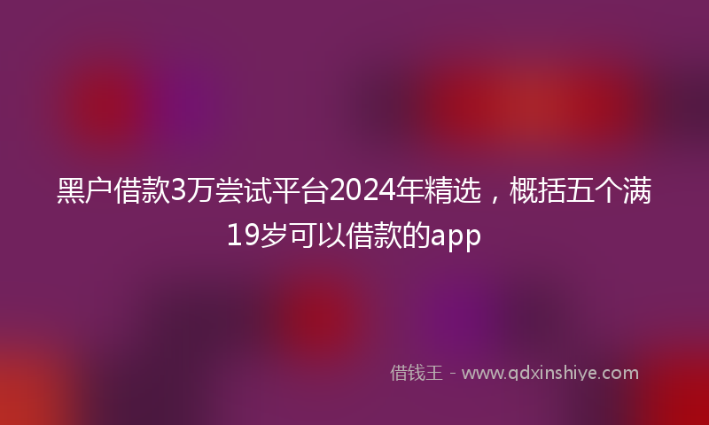 黑户借款3万尝试平台2024年精选，概括五个满19岁可以借款的app