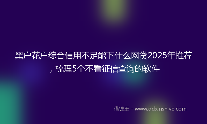 黑户花户综合信用不足能下什么网贷2025年推荐，梳理5个不看征信查询的软件