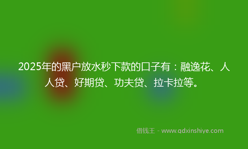 2025年的黑户放水秒下款的口子有：融逸花、人人贷、好期贷、功夫贷、拉卡拉等。