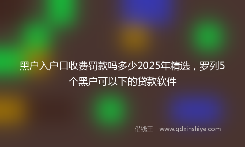 黑户入户口收费罚款吗多少2025年精选，罗列5个黑户可以下的贷款软件