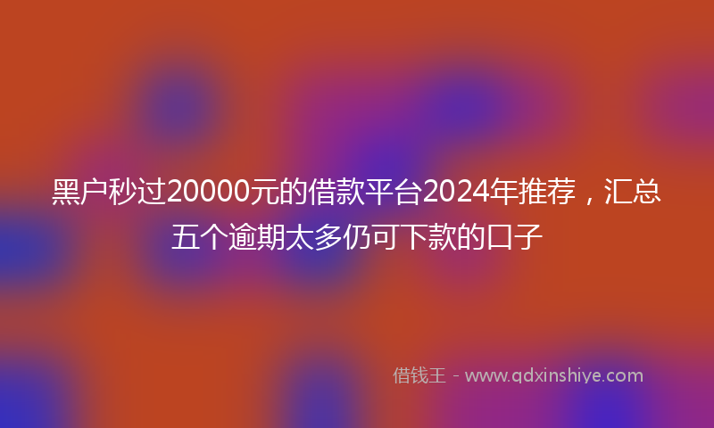 黑户秒过20000元的借款平台2024年推荐，汇总五个逾期太多仍可下款的口子