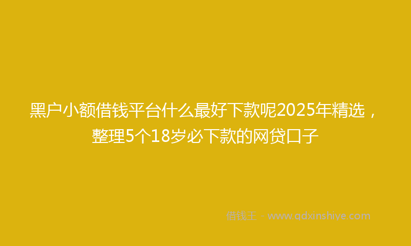 黑户小额借钱平台什么最好下款呢2025年精选，整理5个18岁必下款的网贷口子