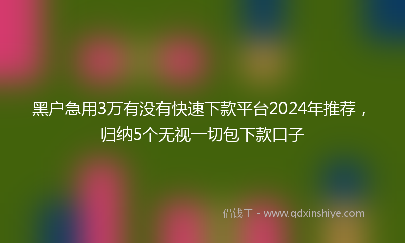 黑户急用3万有没有快速下款平台2024年推荐，归纳5个无视一切包下款口子