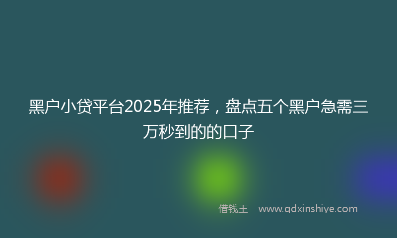 黑户小贷平台2025年推荐，盘点五个黑户急需三万秒到的的口子