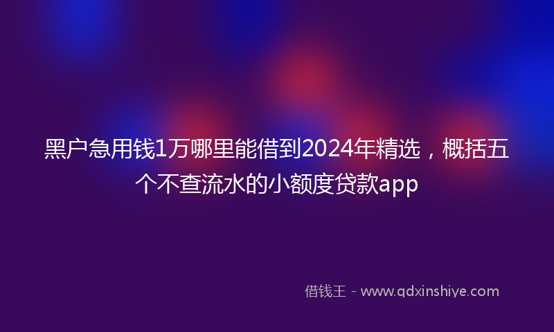 黑户急用钱1万哪里能借到2024年精选,概括五个不查流水的小额度贷款app