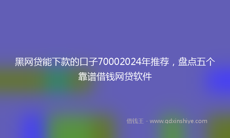 黑网贷能下款的口子70002024年推荐，盘点五个靠谱借钱网贷软件