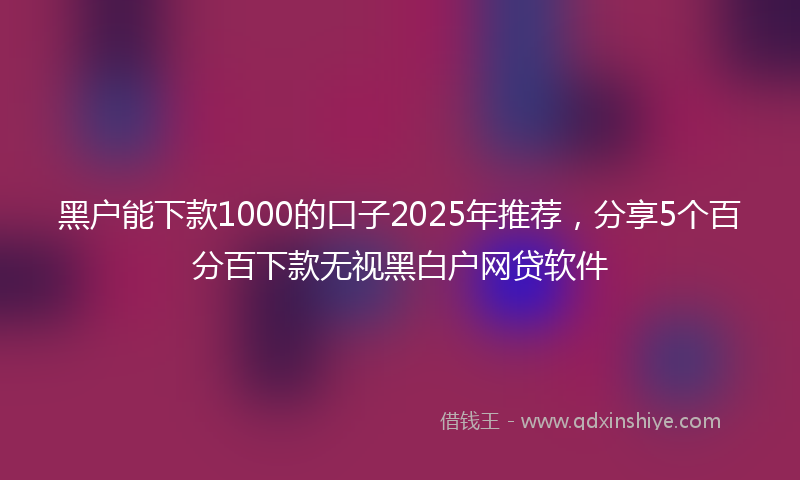 黑户能下款1000的口子2025年推荐，分享5个百分百下款无视黑白户网贷软件