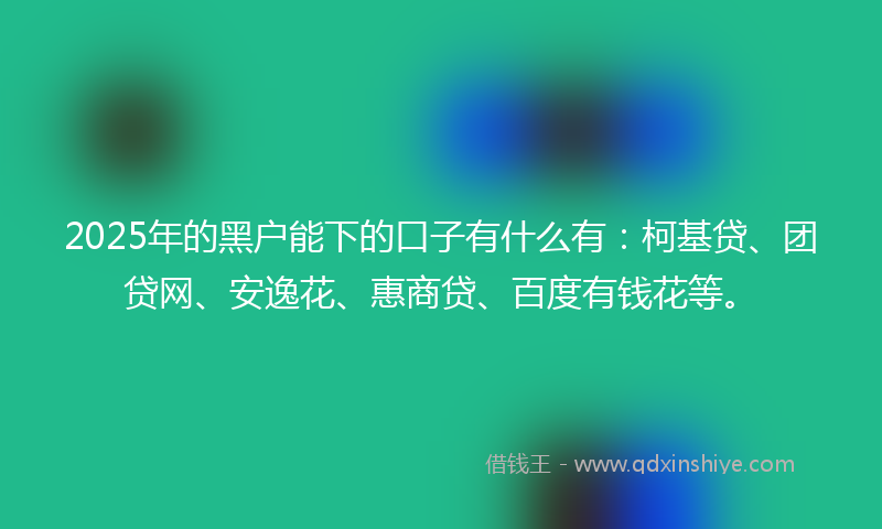2025年的黑户能下的口子有什么有：柯基贷、团贷网、安逸花、惠商贷、百度有钱花等。
