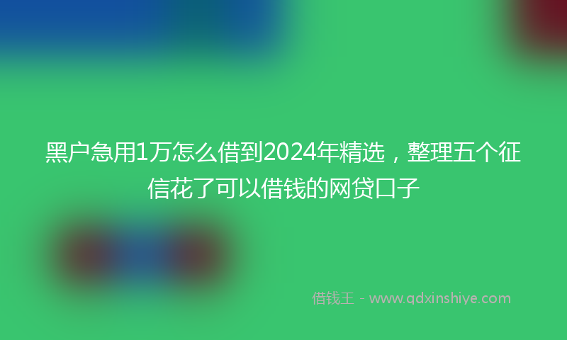 黑户急用1万怎么借到2024年精选，整理五个征信花了可以借钱的网贷口子
