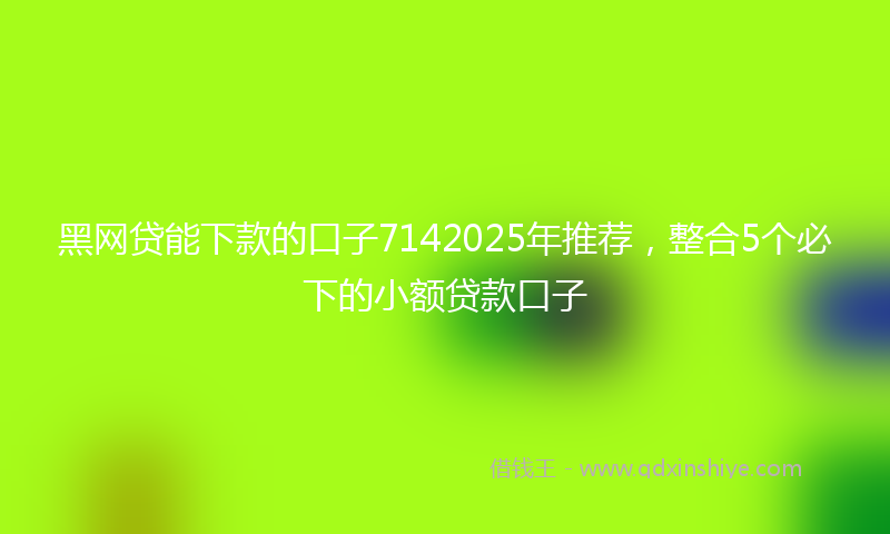 黑网贷能下款的口子7142025年推荐，整合5个必下的小额贷款口子