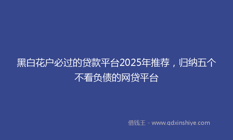 黑白花户必过的贷款平台2025年推荐，归纳五个不看负债的网贷平台