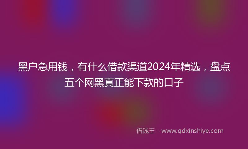 黑户急用钱,有什么借款渠道2024年精选,盘点五个网黑真正能下款的口子