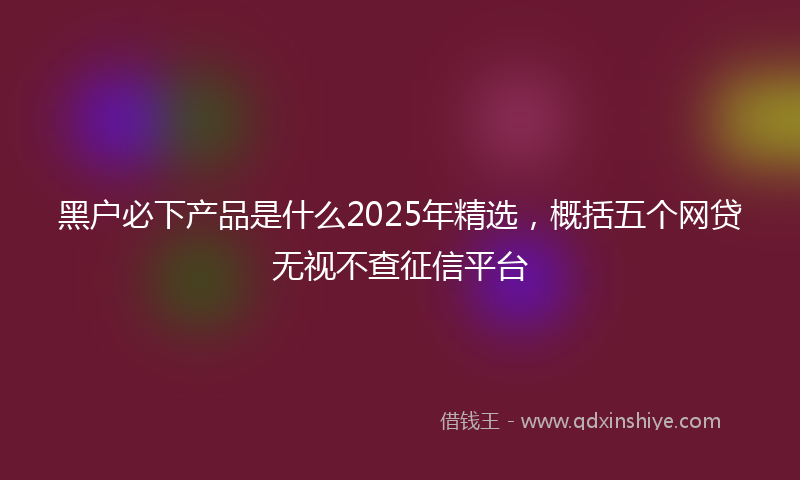 黑户必下产品是什么2025年精选，概括五个网贷无视不查征信平台