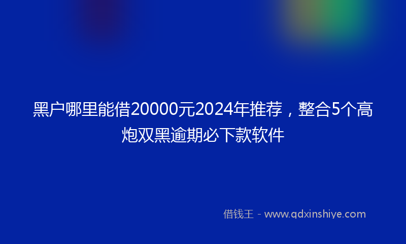 黑户哪里能借20000元2024年推荐，整合5个高炮双黑逾期必下款软件