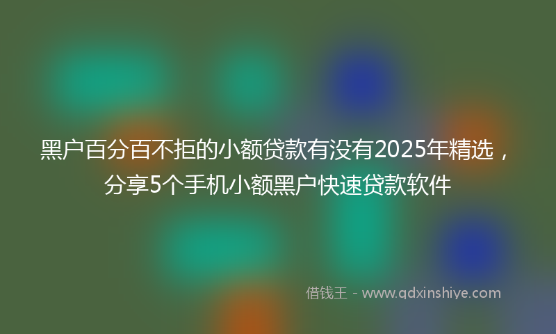 黑户百分百不拒的小额贷款有没有2025年精选，分享5个手机小额黑户快速贷款软件