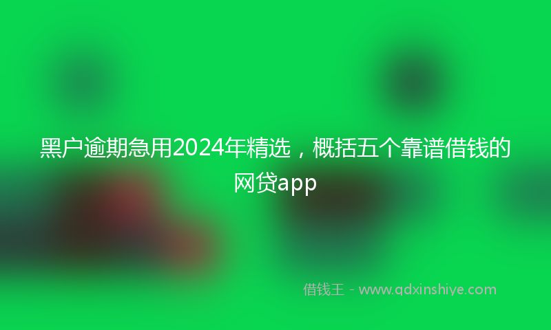 黑户逾期急用2024年精选，概括五个靠谱借钱的网贷app