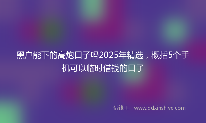 黑户能下的高炮口子吗2025年精选，概括5个手机可以临时借钱的口子