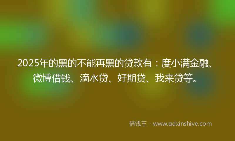 2025年的黑的不能再黑的贷款有：度小满金融、微博借钱、滴水贷、好期贷、我来贷等。