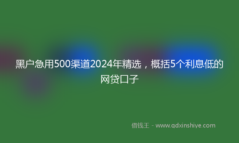 黑户急用500渠道2024年精选，概括5个利息低的网贷口子