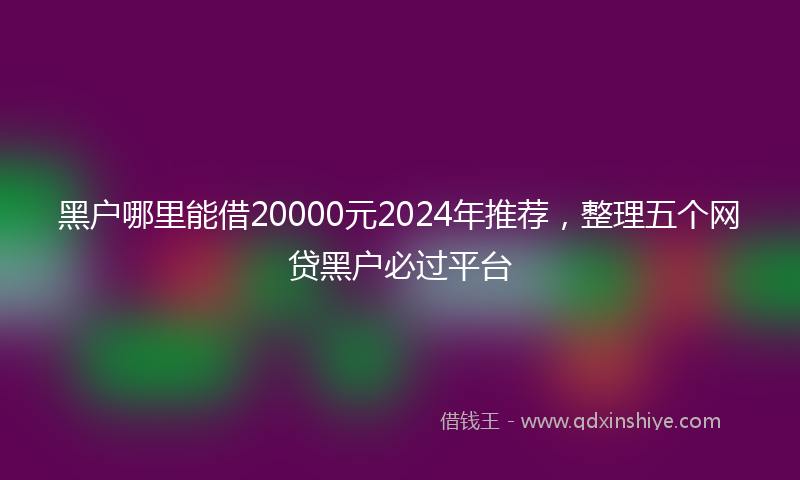 黑户哪里能借20000元2024年推荐，整理五个网贷黑户必过平台
