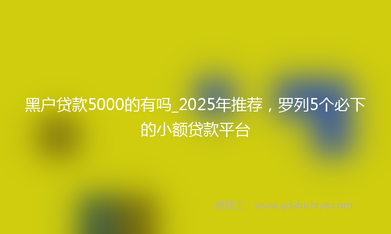 黑户贷款5000的有吗_2025年推荐，罗列5个必下的小额贷款平台