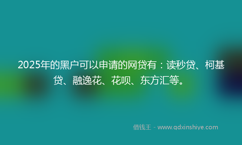 2025年的黑户可以申请的网贷有：读秒贷、柯基贷、融逸花、花呗、东方汇等。