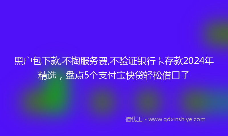 黑户包下款,不掏服务费,不验证银行卡存款2024年精选，盘点5个支付宝快贷轻松借口子