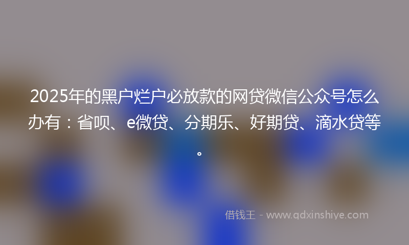 2025年的黑户烂户必放款的网贷微信公众号怎么办有：省呗、e微贷、分期乐、好期贷、滴水贷等。
