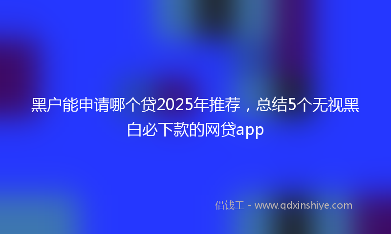 黑户能申请哪个贷2025年推荐，总结5个无视黑白必下款的网贷app