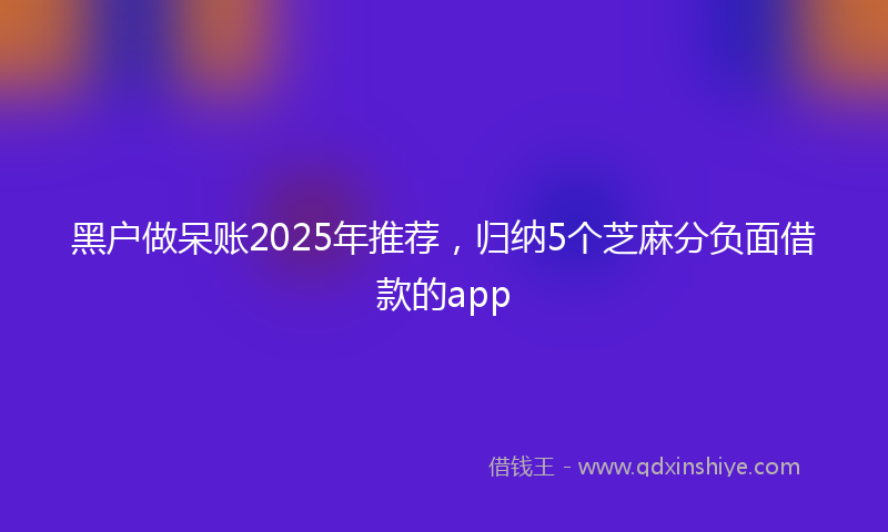 黑户做呆账2025年推荐，归纳5个芝麻分负面借款的app