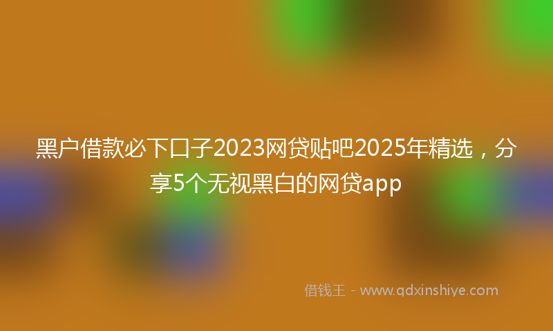 黑户借款必下口子2023网贷贴吧2025年精选，分享5个无视黑白的网贷app