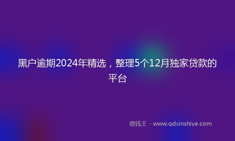 黑户逾期2024年精选，整理5个12月独家贷款的平台