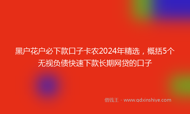 黑户花户必下款口子卡农2024年精选，概括5个无视负债快速下款长期网贷的口子