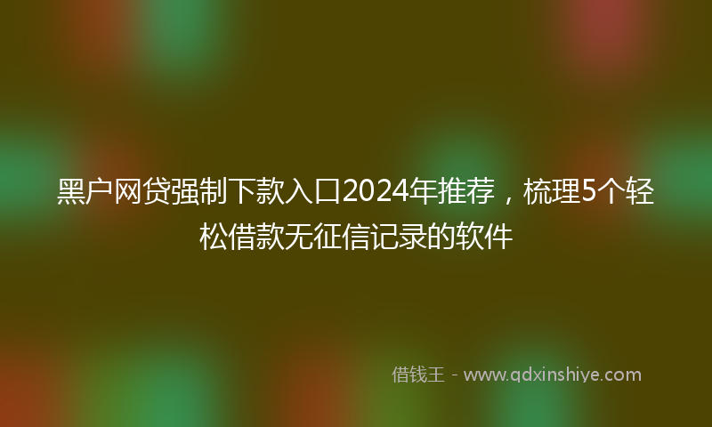 黑户网贷强制下款入口2024年推荐，梳理5个轻松借款无征信记录的软件