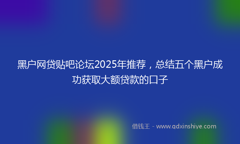 黑户网贷贴吧论坛2025年推荐，总结五个黑户成功获取大额贷款的口子