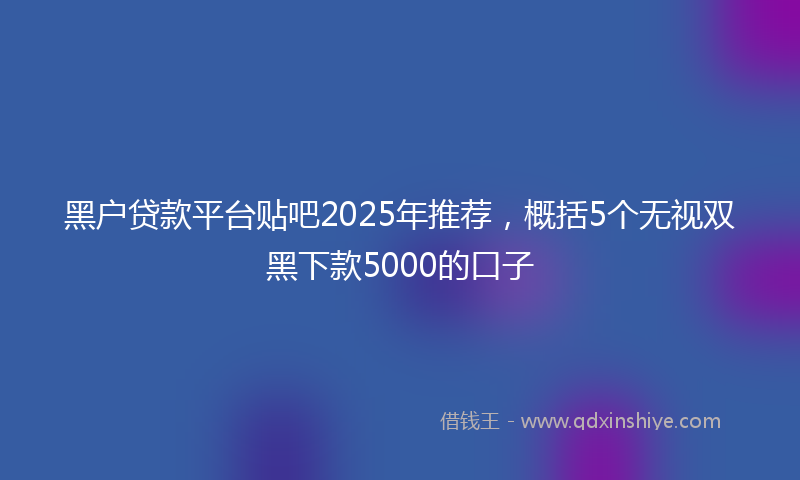 黑户贷款平台贴吧2025年推荐，概括5个无视双黑下款5000的口子