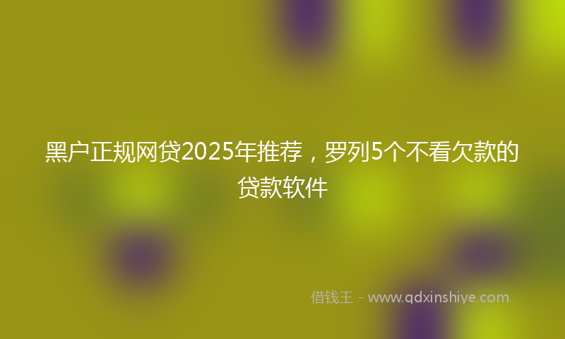 黑户正规网贷2025年推荐，罗列5个不看欠款的贷款软件