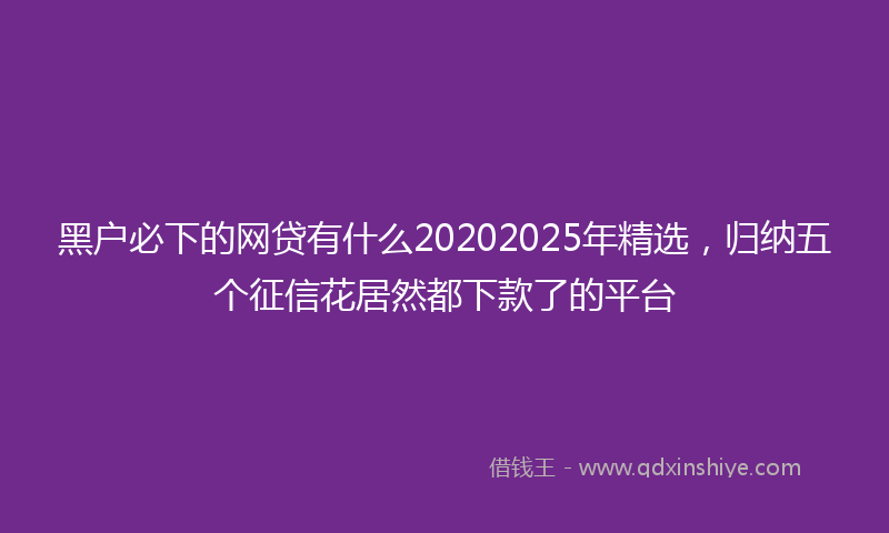 黑户必下的网贷有什么20202025年精选，归纳五个征信花居然都下款了的平台