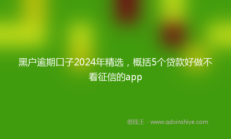黑户逾期口子2024年精选，概括5个贷款好做不看征信的app