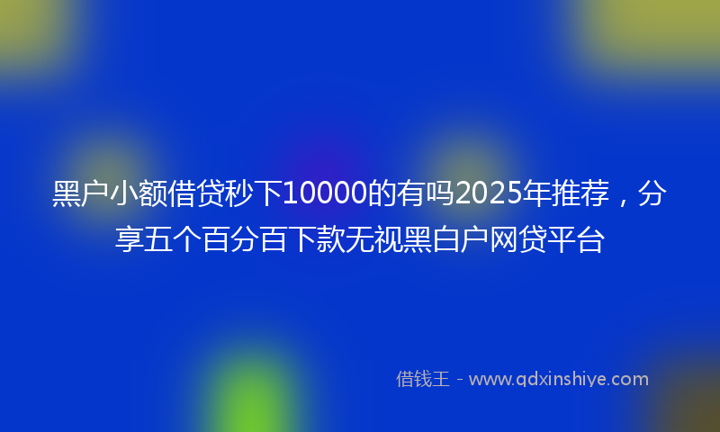 黑户小额借贷秒下10000的有吗2025年推荐，分享五个百分百下款无视黑白户网贷平台