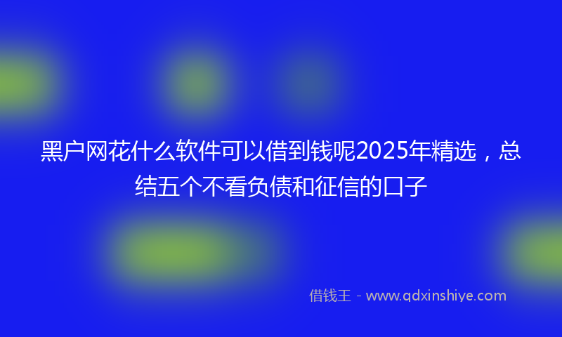 黑户网花什么软件可以借到钱呢2025年精选，总结五个不看负债和征信的口子