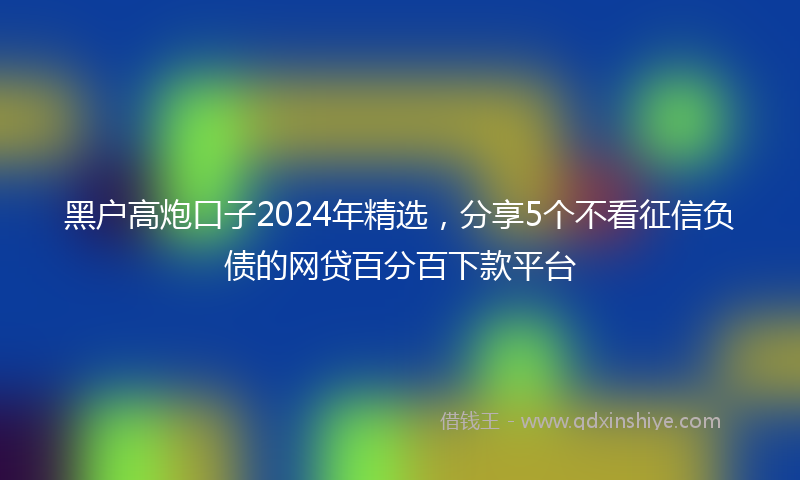 黑户高炮口子2024年精选，分享5个不看征信负债的网贷百分百下款平台