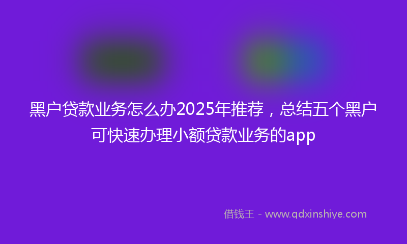 黑户贷款业务怎么办2025年推荐，总结五个黑户可快速办理小额贷款业务的app