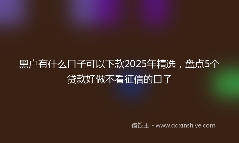 黑户有什么口子可以下款2025年精选，盘点5个贷款好做不看征信的口子