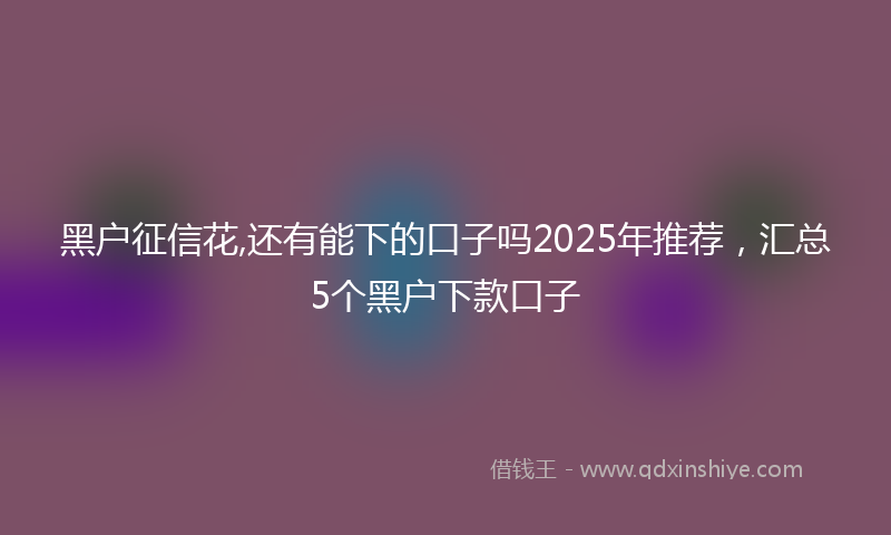 黑户征信花,还有能下的口子吗2025年推荐，汇总5个黑户下款口子