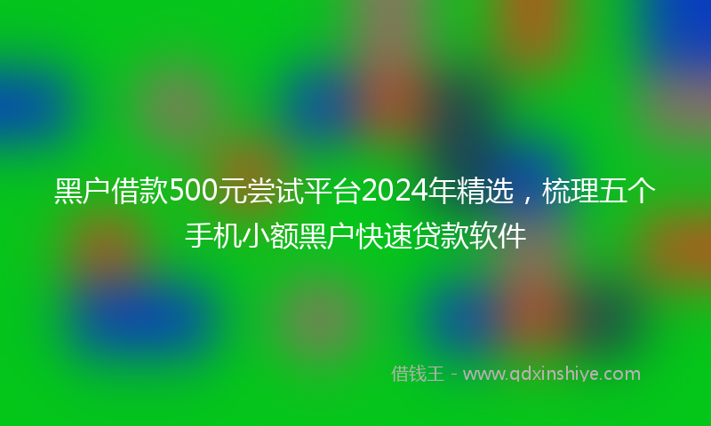 黑户借款500元尝试平台2024年精选，梳理五个手机小额黑户快速贷款软件